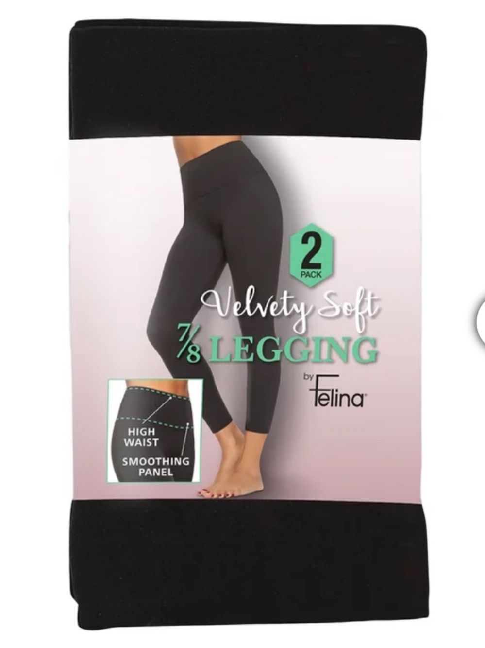 NWT Felina Black Velvety Soft 7/8 Leggings 2-Pack